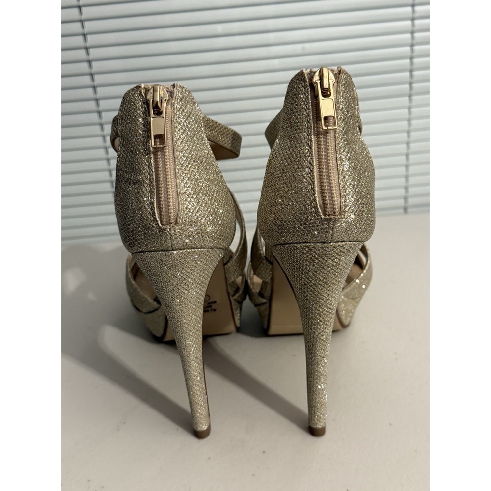 Gold Glitter Charlotte Russe Stilettos, size 8 Prom Dress Shoes High Heels #17 - Picture 3 of 6